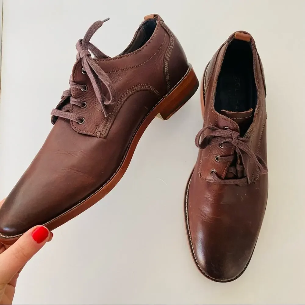 MENS COLE HAAN Dark Brown Mahogany Feathercraft Grand Blucher Oxford Lace Up 9